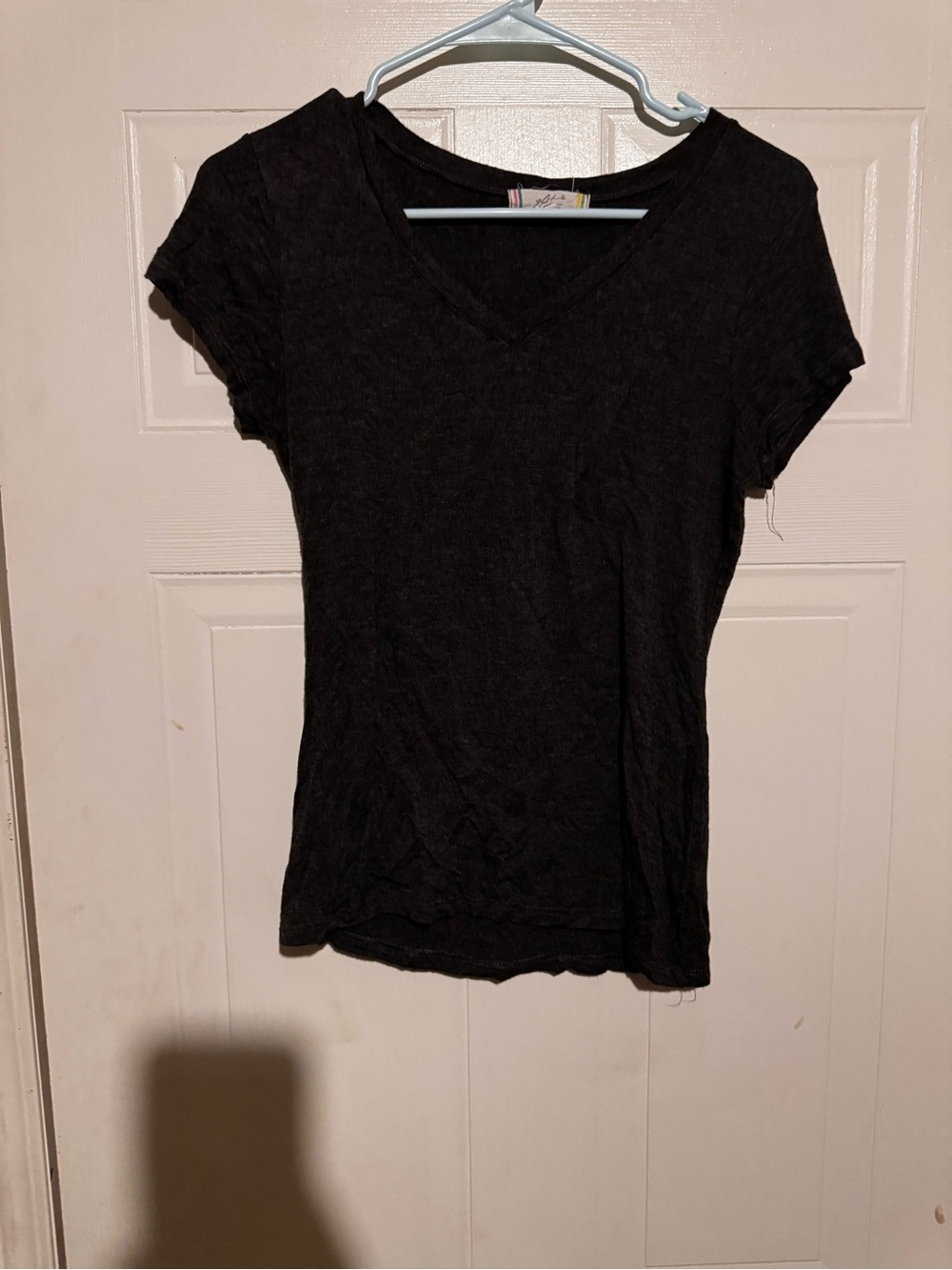 Glitz Dark Gray Burnout V-Neck Tee | Women’s Large